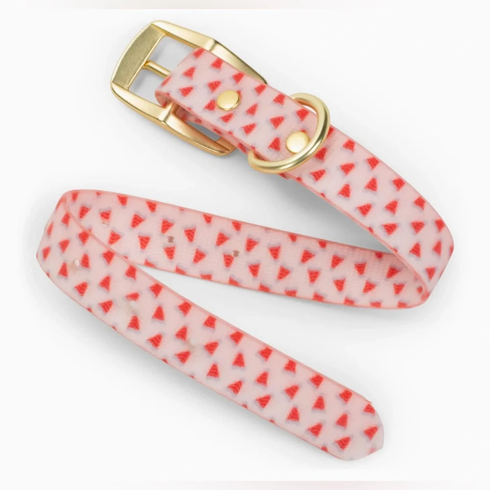 NWT Mary Square Festive Red Santa Hats Silicone Christmas Dog Collar, Small